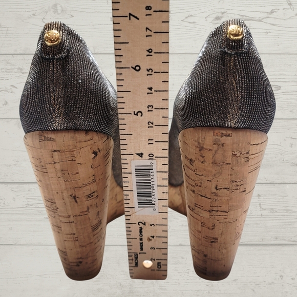 Stuart Weitzman Corkswoon Glitter Wedge Heels - Picture 4 of 11